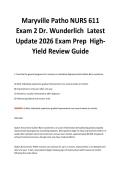 Maryville Patho NURS 611&NewLine;Exam 2 Dr&period; Wunderlich Latest&NewLine;Update 2026 Exam Prep HighYield Review Guide