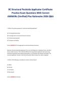 BC Structural Pesticide Applicator Certificate&NewLine;Practice Exam Questions With Correct&NewLine;ANSWERs &lpar;Verified&rpar; Plus Rationales 2026 Q&A
