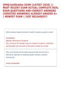 CPHQ Certification EXAM &lpar;LATEST 2026&rpar; &vert;&vert; &NewLine;MOST RECENT EXAM ACTUAL COMPLETE REAL &NewLine;EXAM QUESTIONS AND CORRECT ANSWERS &NewLine;&lpar;VERIFIED ANSWERS&rpar; ALREADY GRADED A&plus; &NewLine;&vert; NEWEST EXAM &vert; JUST RELEASED&excl;&excl;&excl; 