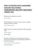INTRO TO EXPLOSIVE SAFETY MANAGEMENT&NewLine;EXAM HIGH-YIELD STORAGE&comma;&NewLine;TRANSPORTATION&comma; AND SAFETY REGULATIONS&NewLine;SUMMARY 2026&NewLine;