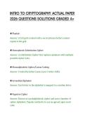 INTRO TO CRYPTOGRAPHY ACTUAL PAPER&NewLine;2026 QUESTIONS SOLUTIONS GRADED A&plus;