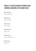 INTRO TO CRYPTOGRAPHY REVIEW 2026&NewLine;VERIFIED ANSWERS OUTCOMES PACK