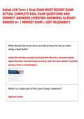 Unitek LVN Term 1 Final EXAM MOST RECENT EXAM &NewLine;ACTUAL COMPLETE REAL EXAM QUESTIONS AND &NewLine;CORRECT ANSWERS &lpar;VERIFIED ANSWERS&rpar; ALREADY &NewLine;GRADED A&plus; &vert; NEWEST EXAM &vert; JUST RELEASED&excl;&excl;&excl; 