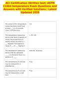 ACI Certification &lpar;Written test&rpar; ASTM&NewLine;C1064 temperature Exam Questions and&NewLine;Answers with Verified Solutions &vert; Latest&NewLine;Updated 2026