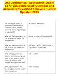 ACI Certification &lpar;Written test&rpar; ASTM&NewLine;C173 Volumetric Exam Questions and&NewLine;Answers with Verified Solutions &vert; Latest&NewLine;Updated 2026
