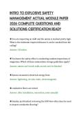 INTRO TO EXPLOSIVE SAFETY&NewLine;MANAGEMENT ACTUAL MODULE PAPER&NewLine;2026 COMPLETE QUESTIONS AND&NewLine;SOLUTIONS CERTIFICATION READY