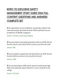 INTRO TO EXPLOSIVE SAFETY&NewLine;MANAGEMENT STUDY GUIDE 2026 FULL&NewLine;CONTENT QUESTIONS AND ANSWERS&NewLine;COMPLETE SET