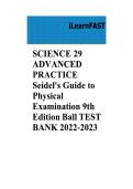 Seidel's Guide to Physical Examination 9th Edition Ball Test Bank &lpar;Chapters 1-8&rpar;