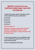 2026-2027 NEWEST CompTIA Security&plus;&NewLine;CERTIFICATIONS EXAM &vert; Q&A WITH&NewLine;RATIONALES 