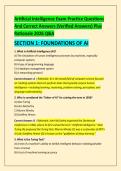 Artificial Intelligence Exam Practice Questions &NewLine;And Correct Answers &lpar;Verified Answers&rpar; Plus &NewLine;Rationale 2026 Q&A 
