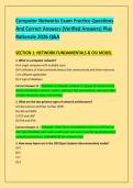 Computer Networks Exam Practice Questions &NewLine;And Correct Answers &lpar;Verified Answers&rpar; Plus &NewLine;Rationale 2026 Q&A