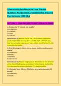 Cybersecurity Fundamentals Exam Practice &NewLine;Questions And Correct Answers &lpar;Verified Answers&rpar; &NewLine;Plus Rationale 2026 Q&A