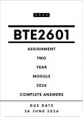 BTE2601 Assignment 2 Answers - Year Module&comma; 2026 &vert; Due Date 28 June 2026