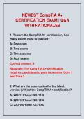 2026-2027 NEWEST CompTIA A&plus;&NewLine;CERTIFICATION EXAM &vert; Q&A&NewLine;WITH RATIONALES 