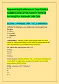 Programming Fundamentals Exam Practice &NewLine;Questions And Correct Answers &lpar;Verified &NewLine;Answers&rpar; Plus Rationale 2026 Q&A 