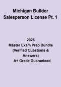 Michigan Builder Salesperson License Pt&period; 1 Exam 1&colon; Complete Study Guide & Practice Questions PDF