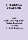 MI Residential Builder 2026 Exam 1&colon; Complete Study Guide & Practice Questions PDF
