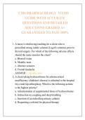 CMS PHARMACOLOGY  STUDY &NewLine;GUIDE WITH ACCURATE &NewLine;QUESTIONS AND DETAILED &NewLine;SOLUTIONS GRADED A&plus; &NewLine;GUARANTEED TO PASS 100&percnt;