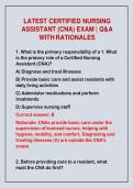 2026-2027 LATEST CERTIFIED NURSING&NewLine;ASSISTANT &lpar;CNA&rpar; EXAM &vert; Q&A&NewLine;WITH RATIONALES