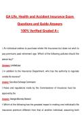 GA Life&comma; Health and Accident Insurance Exam &lpar;Latest 2026&sol;2027 Update&rpar; Complete Questions and Guide Answers&comma; 100&percnt; Verified Graded A&plus;