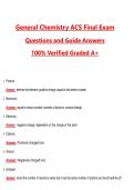 General Chemistry ACS Final Exam &lpar;Latest 2026&sol;2027 Update&rpar; Complete Questions and Guide Answers&comma; 100&percnt; Verified Graded A&plus;