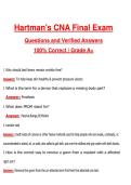 Hartman's CNA Final Exam &lpar;Latest 2026&sol;2027 Update&rpar; Complete Questions and Guide Answers&comma; 100&percnt; Verified Graded A&plus;