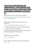CELLULAR AND MOLECULAR&NewLine;IMMUNOLOGY 10TH EDITION TEST&NewLine;BANK 2026 FINAL PAPER PRACTICE&NewLine;QUESTIONS ANSWERS ACCURATE&NewLine;A&plus;
