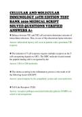 CELLULAR AND MOLECULAR&NewLine;IMMUNOLOGY 10TH EDITION TEST&NewLine;BANK 2026 MEDICAL SCRIPT&NewLine;SOLVED QUESTIONS VERIFIED&NewLine;ANSWERS A&plus;