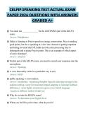 CELPIP SPEAKING TEST ACTUAL EXAM&NewLine;PAPER 2026 QUESTIONS WITH ANSWERS&NewLine;GRADED A&plus;