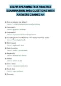 CELPIP SPEAKING TEST PRACTICE&NewLine;EXAMINATION 2026 QUESTIONS WITH&NewLine;ANSWERS GRADED A&plus;