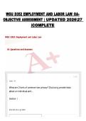WGU D352 EMPLOYMENT AND LABOR LAW OA-OBJECTIVE ASSESSMENT &vert;UPDATED 202627 &vert;COMPLETE
