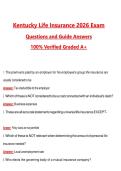 Kentucky Life Insurance Exam &lpar;Latest 2026&sol;2027 Update&rpar; Complete Questions and Guide Answers&comma; 100&percnt; Verified Graded A&plus;