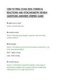 CEM 141 FINAL EXAM 2026 CHEMICAL&NewLine;REACTIONS AND STOICHIOMETRY REVIEW&NewLine;QUESTIONS ANSWERS VERIFIED GUIDE
