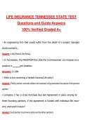 Life Insurance Tennessee State Test &lpar;Latest 2026&sol;2027 Update&rpar; Complete Questions and Guide Answers&comma; 100&percnt; Verified Graded A&plus;