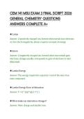 CEM 141 MSU EXAM 3 FINAL SCRIPT 2026&NewLine;GENERAL CHEMISTRY QUESTIONS&NewLine;ANSWERS COMPLETE A&plus;