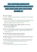 CER &lpar;CERTIFIED ENDOSCOPE&NewLine;REPROCESSOR&rpar; CERTIFICATION SCRIPT&NewLine;2026 QUESTIONS WITH SOLUTIONS&NewLine;GRADED A&plus;