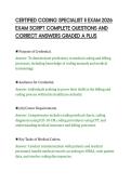 CERTIFIED CODING SPECIALIST II EXAM 2026&NewLine;EXAM SCRIPT COMPLETE QUESTIONS AND&NewLine;CORRECT ANSWERS GRADED A PLUS