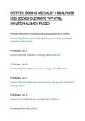CERTIFIED CODING SPECIALIST II FINAL PAPER&NewLine;2026 SOLVED QUESTIONS WITH FULL&NewLine;SOLUTION ALREADY PASSED