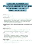 CERTIFIED PENNSYLVANIA&NewLine;EVALUATOR &lpar;CPE&rpar; FINAL TEST 2026&NewLine;QUESTIONS WITH CORRECT&NewLine;ANSWERS GRADED A&plus;