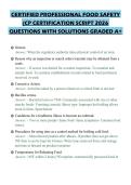 CERTIFIED PROFESSIONAL FOOD SAFETY&NewLine;&lpar;CP CERTIFICATION SCRIPT 2026&NewLine;QUESTIONS WITH SOLUTIONS GRADED A&plus;