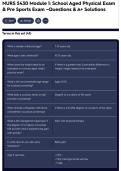 NURS 5430 Module 1&colon; School Aged Physical Exam& Pre Sports Exam &ndash;Questions & A&plus; Solutions