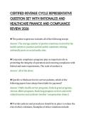 CERTIFIED REVENUE CYCLE REPRESENTATIVE&NewLine;QUESTION SET WITH RATIONALES AND&NewLine;HEALTHCARE FINANCE AND COMPLIANCE&NewLine;REVIEW 2026