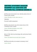 CERTIFIED APARTMENT MANAGER&NewLine;EXAMPREP 2026 QUESTIONS AND&NewLine;SOLUTIONS FULL COVERAGE GRADED A&plus;