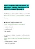 CERTIFIED APARTMENT MANAGER TEST&NewLine;BANK 2026 VERIFIED QUESTIONS WITH&NewLine;CORRECT ANSWERS GRADED A&plus;