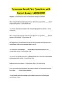 Tennessee Permit Test Questions with Correct Answers 2026&sol;2027