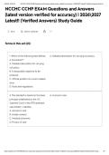 NCCHC CCHP EXAM Questions and Answers &lpar;latest version verified for accuracy&rpar; &vert; 20262027 Latest&excl;&excl; &lpar;Verified Answers&rpar; Study Guide&NewLine;&NewLine;