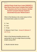 AHA BLS Study Guide Exam &lpar;Latest 2026&sol;2027&rpar; &vert;&vert; &NewLine;Most Recent Exam Actual Complete Real Verified &NewLine;Exam Questions And Correct Answers &lpar;Verified &NewLine;Answers by Expert&rpar; Already Graded A&plus; &NewLine;&vert;Guaranteed Success&excl;&excl; Newest Exam&excl;&excl;&excl; 