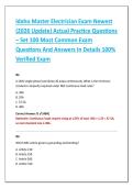 Idaho Master Electrician Exam Newest &NewLine;&lpar;2026 Update&rpar; Actual Practice Questions &ndash; Set 100 Most Common Exam &NewLine;Questions And Answers In Details 100&percnt; &NewLine;Verified Exam 