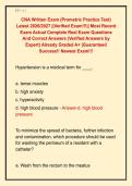 CNA Written Exam &lpar;Prometric Practice Test&rpar; &NewLine;Latest 2026&sol;2027 &vert;&vert;Verified Exam&excl;&excl;&excl;&vert;&vert; Most Recent &NewLine;Exam Actual Complete Real Exam Questions &NewLine;And Correct Answers &lpar;Verified Answers by &NewLine;Expert&rpar; Already Graded A&plus; &vert;Guaranteed &NewLine;Success&excl;&excl; Newest Exam&excl;&excl;&excl;