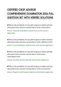 CERTIFIED CROP ADVISOR&NewLine;COMPREHENSIVE EXAMINATION 2026 FULL&NewLine;QUESTION SET WITH VERIFIED SOLUTIONS